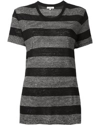 schwarzes horizontal gestreiftes T-Shirt mit einem Rundhalsausschnitt von IRO