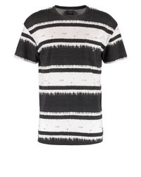 schwarzes horizontal gestreiftes T-Shirt mit einem Rundhalsausschnitt von Jack & Jones