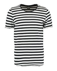 schwarzes horizontal gestreiftes T-Shirt mit einem Rundhalsausschnitt von Jack & Jones