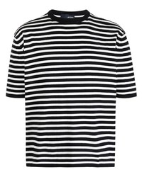 schwarzes horizontal gestreiftes T-Shirt mit einem Rundhalsausschnitt von Lardini