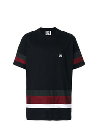 schwarzes horizontal gestreiftes T-Shirt mit einem Rundhalsausschnitt von Les Hommes Urban