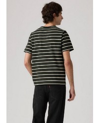 schwarzes horizontal gestreiftes T-Shirt mit einem Rundhalsausschnitt von Levi's