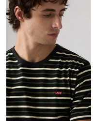 schwarzes horizontal gestreiftes T-Shirt mit einem Rundhalsausschnitt von Levi's