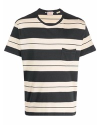 schwarzes horizontal gestreiftes T-Shirt mit einem Rundhalsausschnitt von Levi's Made & Crafted
