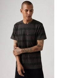 schwarzes horizontal gestreiftes T-Shirt mit einem Rundhalsausschnitt von Levi's