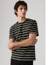 schwarzes horizontal gestreiftes T-Shirt mit einem Rundhalsausschnitt von Levi's