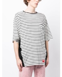 schwarzes horizontal gestreiftes T-Shirt mit einem Rundhalsausschnitt von Undercover