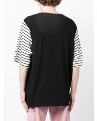 schwarzes horizontal gestreiftes T-Shirt mit einem Rundhalsausschnitt von Undercover