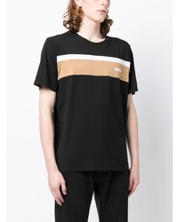 schwarzes horizontal gestreiftes T-Shirt mit einem Rundhalsausschnitt von BOSS