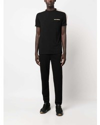 schwarzes horizontal gestreiftes T-Shirt mit einem Rundhalsausschnitt von Karl Lagerfeld