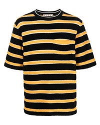 schwarzes horizontal gestreiftes T-Shirt mit einem Rundhalsausschnitt von Marni