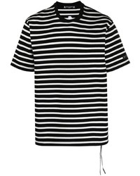 schwarzes horizontal gestreiftes T-Shirt mit einem Rundhalsausschnitt von Mastermind Japan
