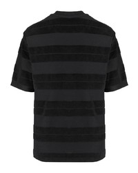 schwarzes horizontal gestreiftes T-Shirt mit einem Rundhalsausschnitt von Michael Kors