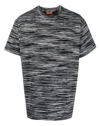 schwarzes horizontal gestreiftes T-Shirt mit einem Rundhalsausschnitt von Missoni