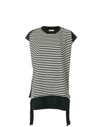 schwarzes horizontal gestreiftes T-Shirt mit einem Rundhalsausschnitt von Moncler