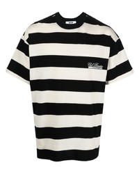 schwarzes horizontal gestreiftes T-Shirt mit einem Rundhalsausschnitt von MSGM