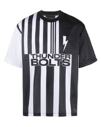 schwarzes horizontal gestreiftes T-Shirt mit einem Rundhalsausschnitt von Neil Barrett