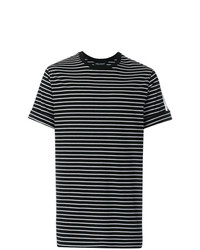 schwarzes horizontal gestreiftes T-Shirt mit einem Rundhalsausschnitt von Neil Barrett