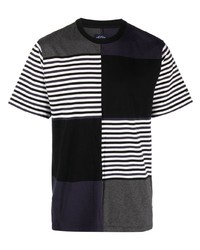 schwarzes horizontal gestreiftes T-Shirt mit einem Rundhalsausschnitt von NOAH NY