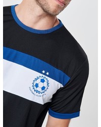 schwarzes horizontal gestreiftes T-Shirt mit einem Rundhalsausschnitt von ONLY & SONS