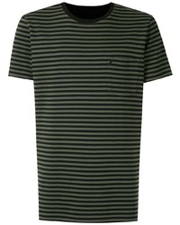 schwarzes horizontal gestreiftes T-Shirt mit einem Rundhalsausschnitt von OSKLEN