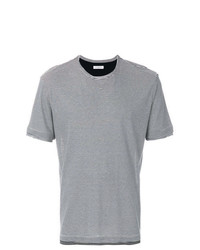 schwarzes horizontal gestreiftes T-Shirt mit einem Rundhalsausschnitt von Paolo Pecora