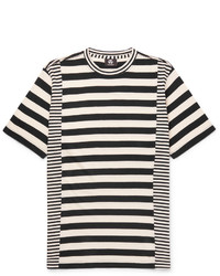 schwarzes horizontal gestreiftes T-Shirt mit einem Rundhalsausschnitt von Paul Smith