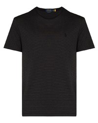 schwarzes horizontal gestreiftes T-Shirt mit einem Rundhalsausschnitt von Polo Ralph Lauren