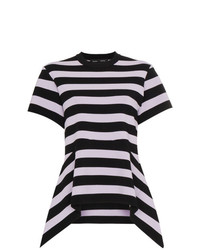 schwarzes horizontal gestreiftes T-Shirt mit einem Rundhalsausschnitt von Proenza Schouler