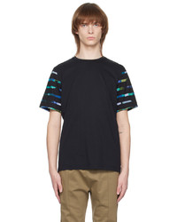 schwarzes horizontal gestreiftes T-Shirt mit einem Rundhalsausschnitt von Ps By Paul Smith