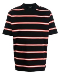 schwarzes horizontal gestreiftes T-Shirt mit einem Rundhalsausschnitt von PS Paul Smith