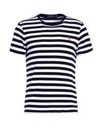 schwarzes horizontal gestreiftes T-Shirt mit einem Rundhalsausschnitt von Ralph Lauren