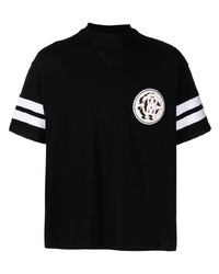 schwarzes horizontal gestreiftes T-Shirt mit einem Rundhalsausschnitt von Roberto Cavalli
