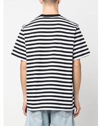 schwarzes horizontal gestreiftes T-Shirt mit einem Rundhalsausschnitt von Carhartt WIP