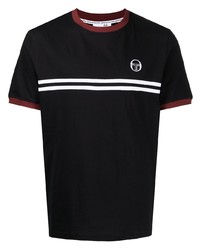 schwarzes horizontal gestreiftes T-Shirt mit einem Rundhalsausschnitt von Sergio Tacchini