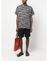 schwarzes horizontal gestreiftes T-Shirt mit einem Rundhalsausschnitt von Missoni