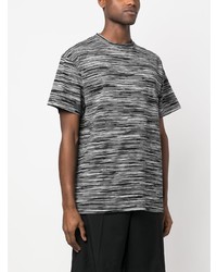 schwarzes horizontal gestreiftes T-Shirt mit einem Rundhalsausschnitt von Missoni