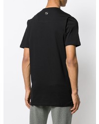 schwarzes horizontal gestreiftes T-Shirt mit einem Rundhalsausschnitt von Philipp Plein