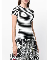 schwarzes horizontal gestreiftes T-Shirt mit einem Rundhalsausschnitt von Junya Watanabe