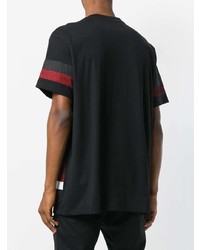 schwarzes horizontal gestreiftes T-Shirt mit einem Rundhalsausschnitt von Les Hommes Urban