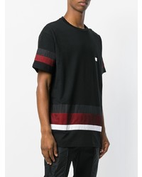 schwarzes horizontal gestreiftes T-Shirt mit einem Rundhalsausschnitt von Les Hommes Urban