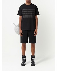 schwarzes horizontal gestreiftes T-Shirt mit einem Rundhalsausschnitt von Burberry