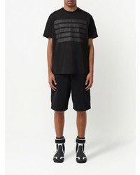 schwarzes horizontal gestreiftes T-Shirt mit einem Rundhalsausschnitt von Burberry