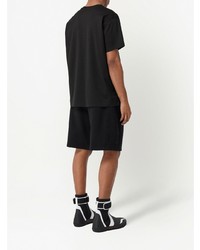 schwarzes horizontal gestreiftes T-Shirt mit einem Rundhalsausschnitt von Burberry