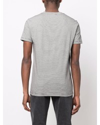 schwarzes horizontal gestreiftes T-Shirt mit einem Rundhalsausschnitt von Lardini