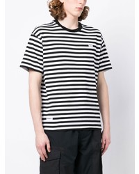 schwarzes horizontal gestreiftes T-Shirt mit einem Rundhalsausschnitt von Chocoolate