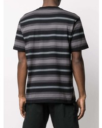 schwarzes horizontal gestreiftes T-Shirt mit einem Rundhalsausschnitt von Carhartt WIP