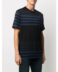 schwarzes horizontal gestreiftes T-Shirt mit einem Rundhalsausschnitt von Paul Smith