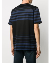 schwarzes horizontal gestreiftes T-Shirt mit einem Rundhalsausschnitt von Paul Smith