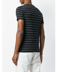 schwarzes horizontal gestreiftes T-Shirt mit einem Rundhalsausschnitt von Calvin Klein Jeans